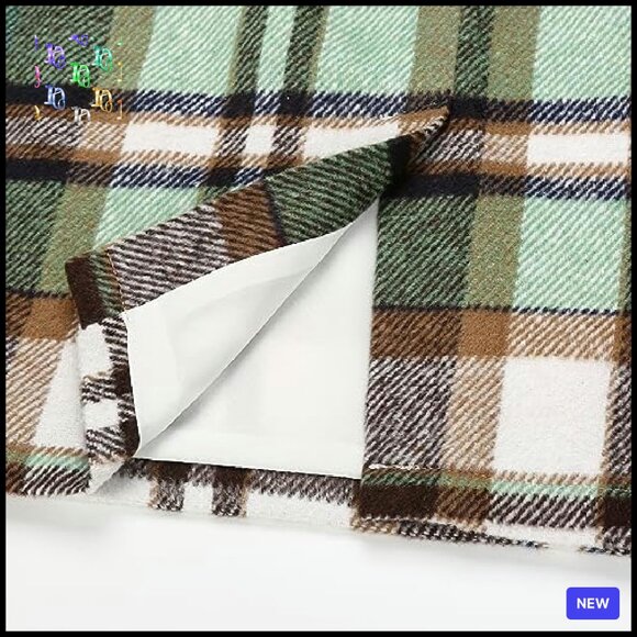 Knee Length Pencil Skirt Wool Plaid Slit High Waist Business Casual - Picture 6 of 8